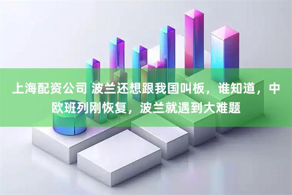 上海配资公司 波兰还想跟我国叫板，谁知道，中欧班列刚恢复，波兰就遇到大难题